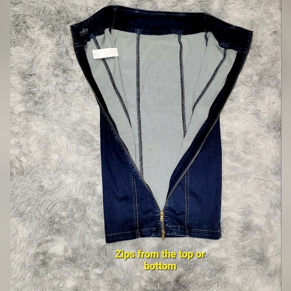 New York & Company, Zip-Back Denim Midi Pencil Skirt, Size 2 - Picture 4 of 6